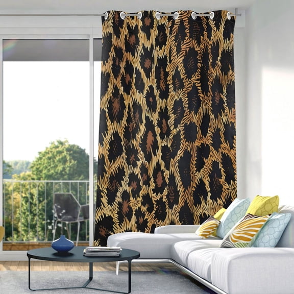 Leopard Pattern Blackout Curtains 84"x52" Thermal Insulated Curtain 1 Panel