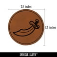 thumbnail image 2 of Scimitar Curved Pirate Sword 2.5" Faux Leather Round Engraved Iron-On Patch - Brown, 2 of 6