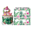 Tropical Edible Cake Wrap (TWO 5" x 15" strips), Flamingo cake Decoration, See Description for cake sizes and strips need for each.