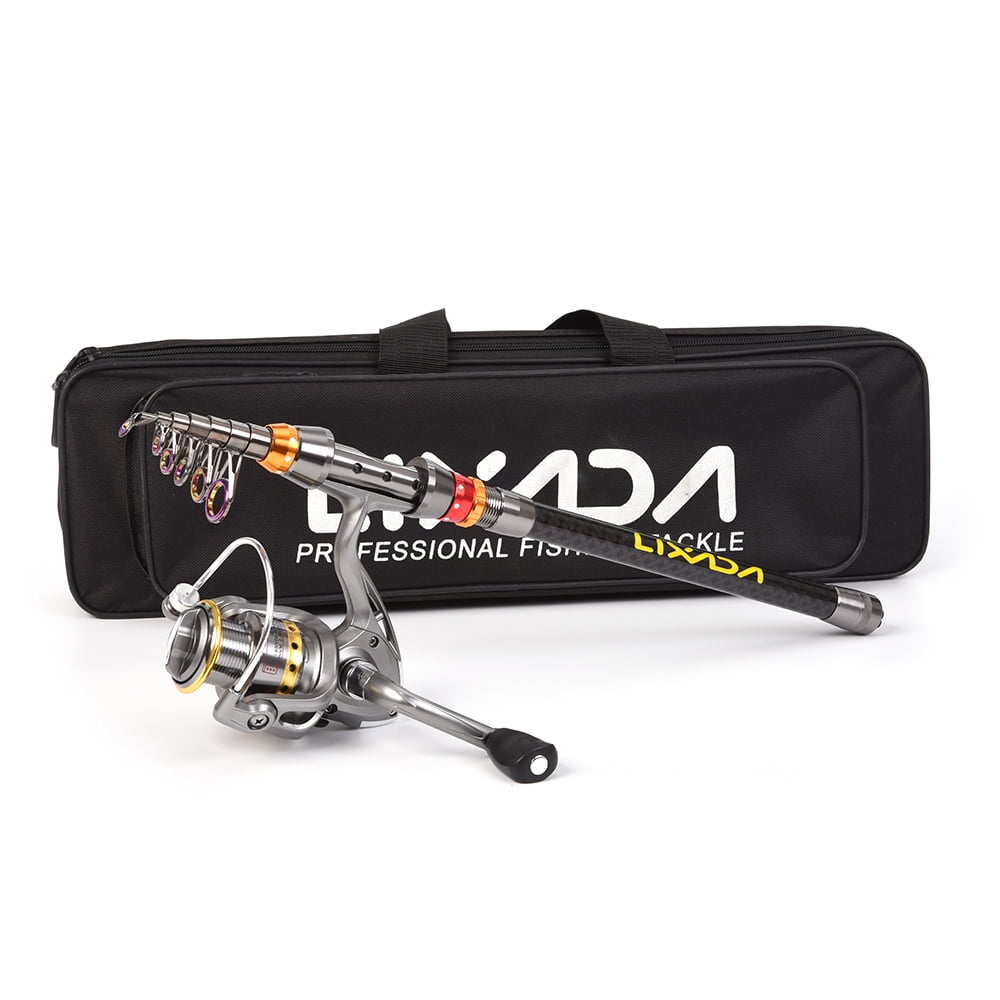 Lixada Telescopic Fishing Rod and Reel Combo Full Kit Carbon Fiber
