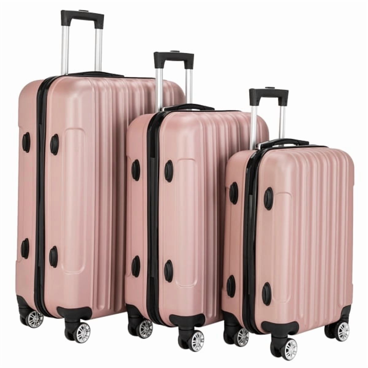 Alvantor 3-in-1 Large Capacity Travel Suitcase Set, Durable ABS+PC Hardshell Luggage with Wheels, Pink (20"|24"|28")