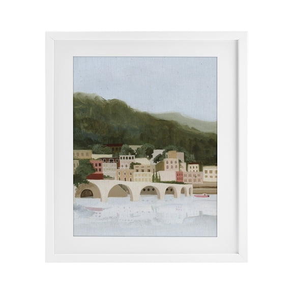 Stupell Industries Traditional Coastal Mountains By Sea White Framed Print Under Glass, 13 x 16, by Grace Popp