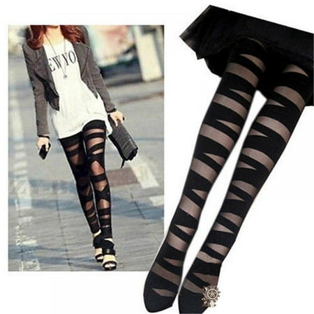 

SHUNXIN Fine Lady Sexy Girl Lady Funky Pantyhose Black Ripped Stretch Mock Stocking