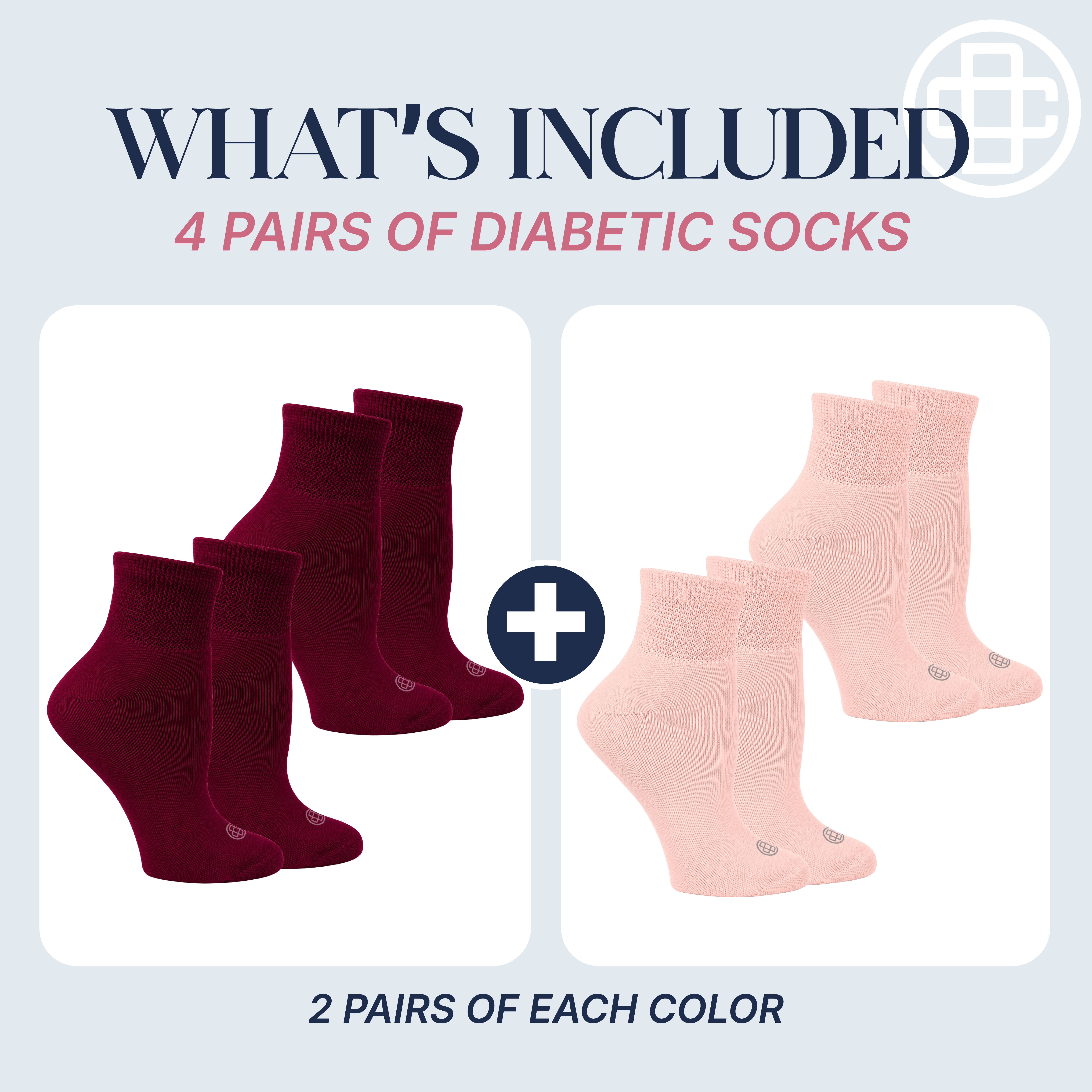 Doctor's Choice Diabetic Full Cushion Quarter Women's Socks, Medium, Women's Shoe Size 6-10, 4 Pack