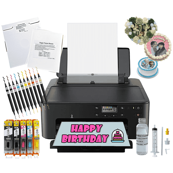 Betters Edible Printer Bundle- Cake Topper Image with Ink Cartridges, 25 Sugar Sheets and Cleaning Kits