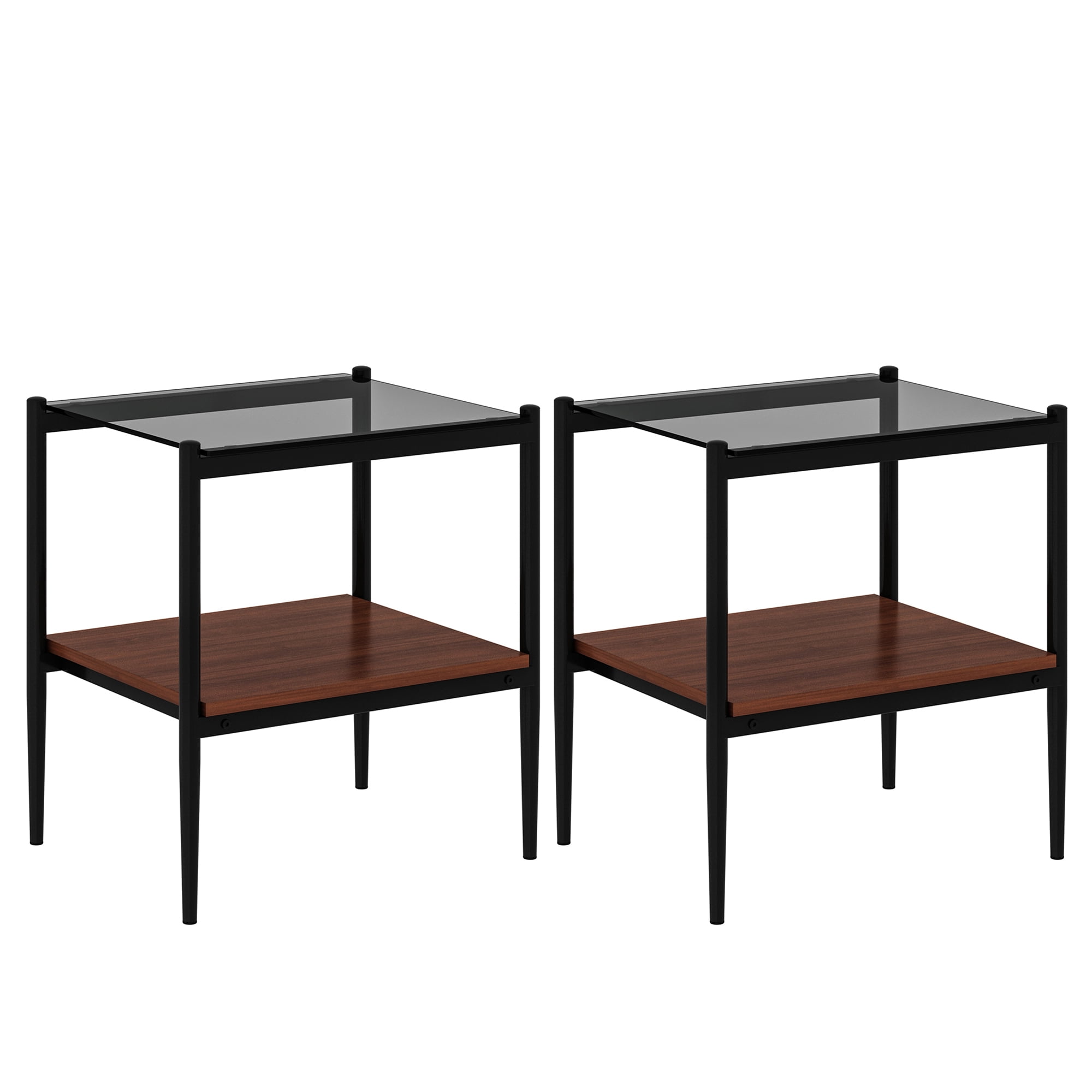 MAYEERTY 3-Piece Coffee Table & End Table Set – Gray Tempered Glass & MDF Layer