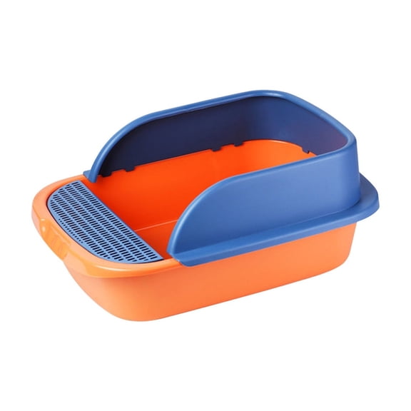 HWRETIE Semi Enclosed High Sided Cat Litter Box Splash Proof Open Top Design Spacious Cat Toilet for Cats Under 10 Pounds Easy Clean Indoor Litter Tray