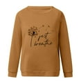thumbnail image 4 of Women Dandelion Graphic T-Shirts Just Breathe Long Sleeve Crew Neck Pullover Casual Loose Sweatshirt, 4 of 6