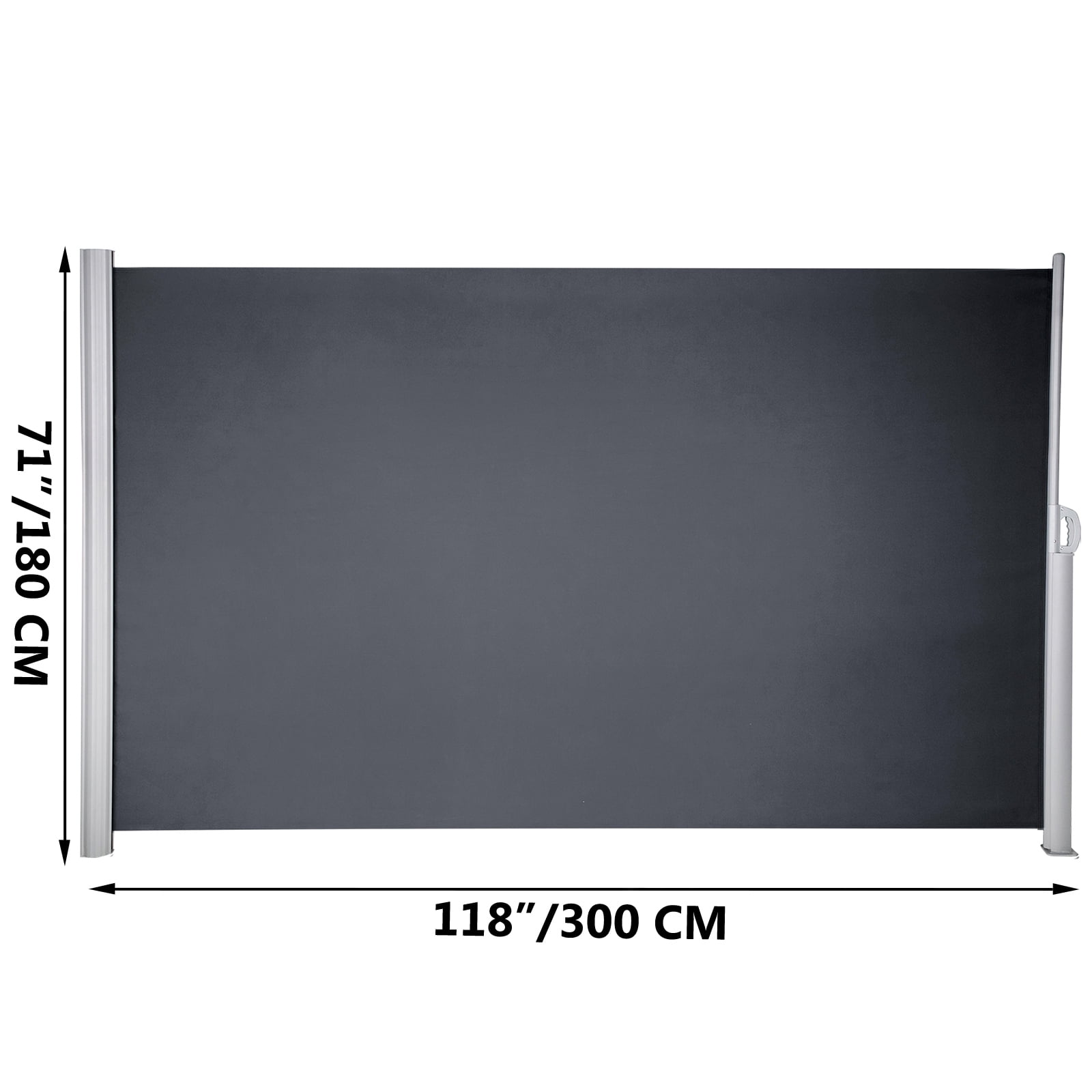 KFFKFF Retractable Side Awning 118" x 71", Retractable Patio Screen Waterproof, Retractable Room Divider Grey for Privacy, Garden, Outdoor, Patio and Terrace