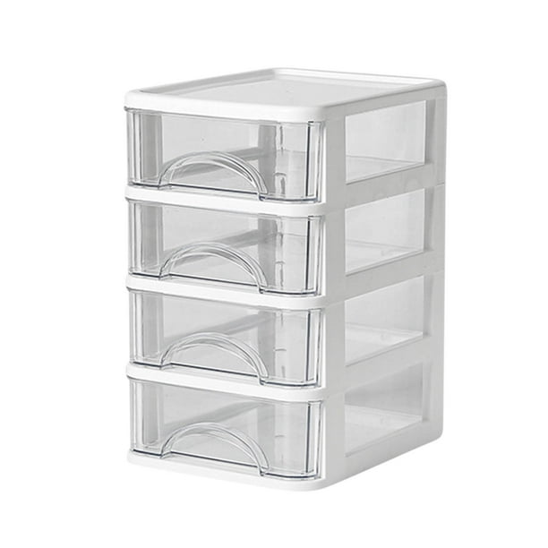 Caja organizadora de escritorio, mini cajón organizador, accesorios de escritorio de plástico transparente para guardar artículos de papelería, cosméticos, joyas y material de oficina. Compartimento