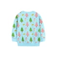 thumbnail image 4 of HILEELANG little Girls(2-7Y) Christmas Blue Sweatshirt - Kids Cute XmasTree Pullover Holiday Long Sleeve Tops 6T, 4 of 7