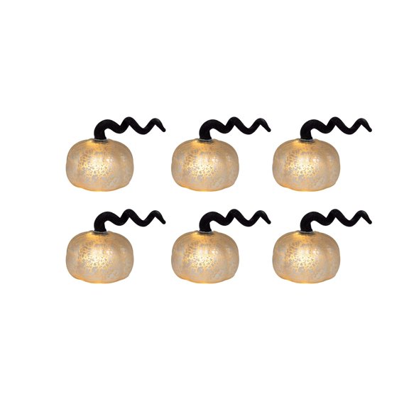 LumaBase Battery Operated Mercury Glass Pumpkins with White LED Lights- Set of 6