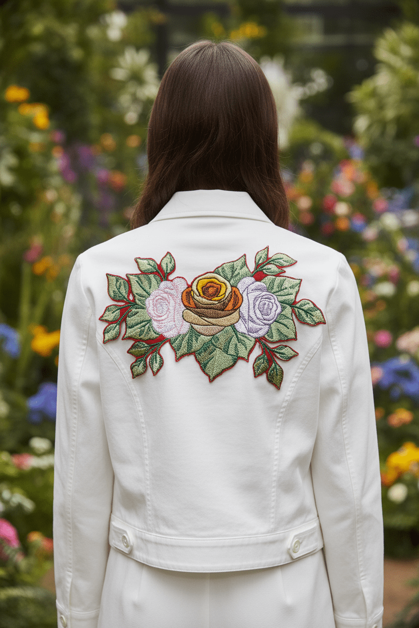 Custom Romantic Rose [Beautiful Rose] Embroidered Iron on/Sew Patch (4.5" x 4.5") [Made in USA]