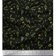 thumbnail image 1 of Soimoi Black polyester Crepe Fabric Yellow Mustard Leaves Fabric Prints By Yard 42 Inch Wide, 1 of 3