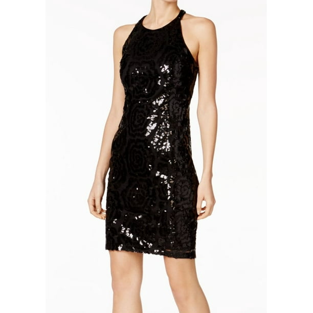 calvin klein black sequin gown