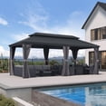 thumbnail image 2 of PURPLE LEAF 10' X 20' Outdoor Hardtop Gazebo Galvanized Steel Double Roof Aluminum Frame Patio Gazebo for Backyard Lawn and Garden Grey, 2 of 8
