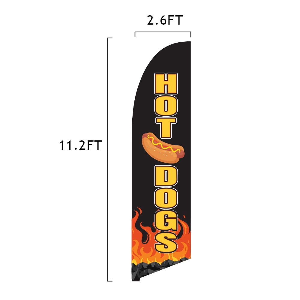 Vispronet Premium Hot Dogs Feather Flag Kit, 13ft, Cross Base, Weight Bag