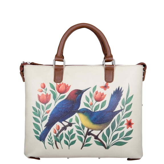 Birds Printed PU Leather 3-in-1 Convertible Crossbody Bag for Women – Elegant Shoulder Handbag & Top-Handle Purse for Travel & Daily Use