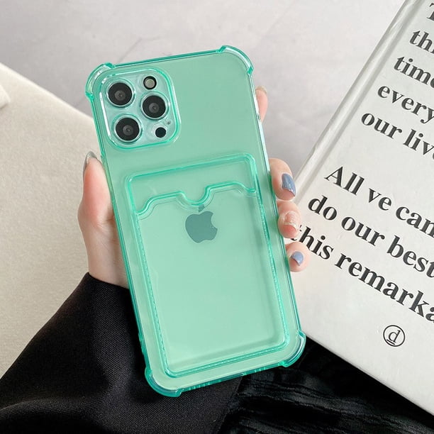 Funda transparente con ranura para tarjetas para iPhone 11 12 13 14 Mini Pro XS Max X XR SE 7 8 14 Plus Tan Jianjun unisex
