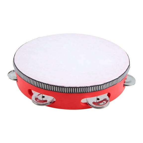 1x Tambourine-Red & Wood Color