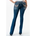 thumbnail image 3 of Grace in LA Women's Wing Star Faux Flap Pocket Embroidered Stretch Bootcut Jeans (25, Blue), 3 of 3