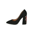 thumbnail image 4 of New Women Faux Suede Pointy Toe Embroidered Block Heel Pump - 17932 By DbDk, 4 of 6