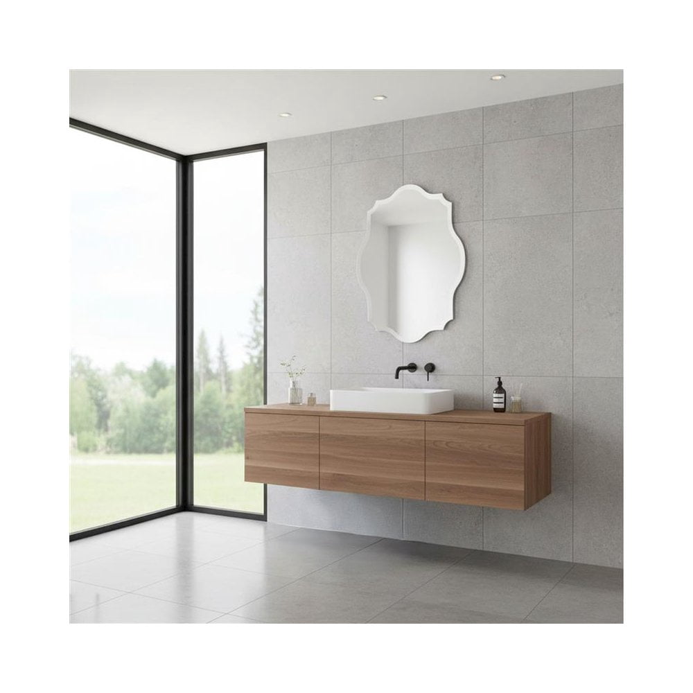 Tyler Dillon Rectangular Frameless Beveled Wall Mirror with Scalloped Edges 32"H x 24"W
