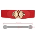 thumbnail image 3 of INSPIRE CHIC Lady 2.36" Width Elastic Belts, Faux Leather Opal Beaded Rhinestone Inlaid Stretchy Cinch Waistband for Dress 66 cm/26" Red, 3 of 6