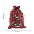 thumbnail image 3 of 1 PC Cotton Medium Christmas Drawstring Candy Treat Bag Buffalo Plaid Christmas Fabric Goody Gift Pouch Reusable Gift Wrapping Bag Holiday Party Favors, 3 of 6