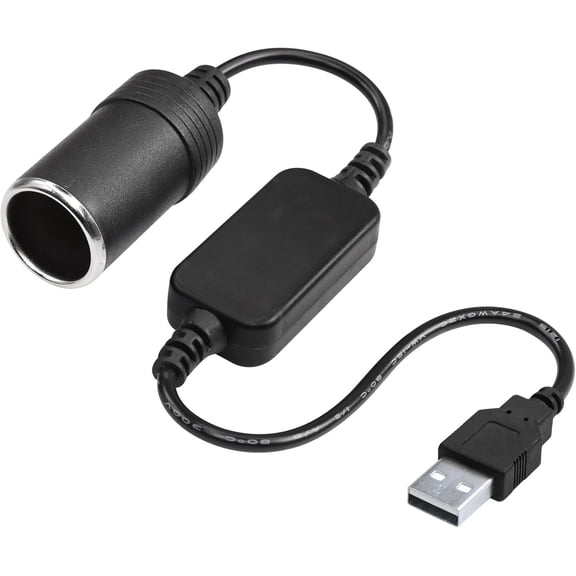 CoolStuff 1ft USB A Male to 12V 8W Cigarette Lighter Socket Adapter Power Cable for Dash Cam, GPS, Car Led Light Strips, and Other Automotive Electronics