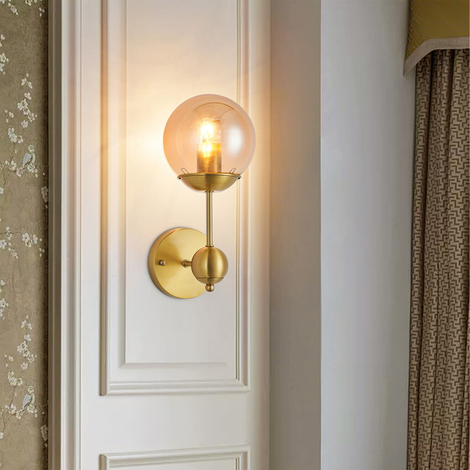 Glass Globe Wall Sconces Gold Wall Mounted Light Modern Industrial Wall