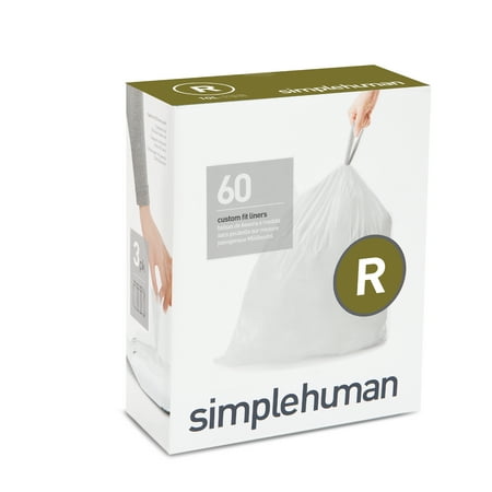 Custom Plastic Bags - simplehuman 3 x 20pk (60 liners), code R custom fit liners - 10 l / 2.6 gal