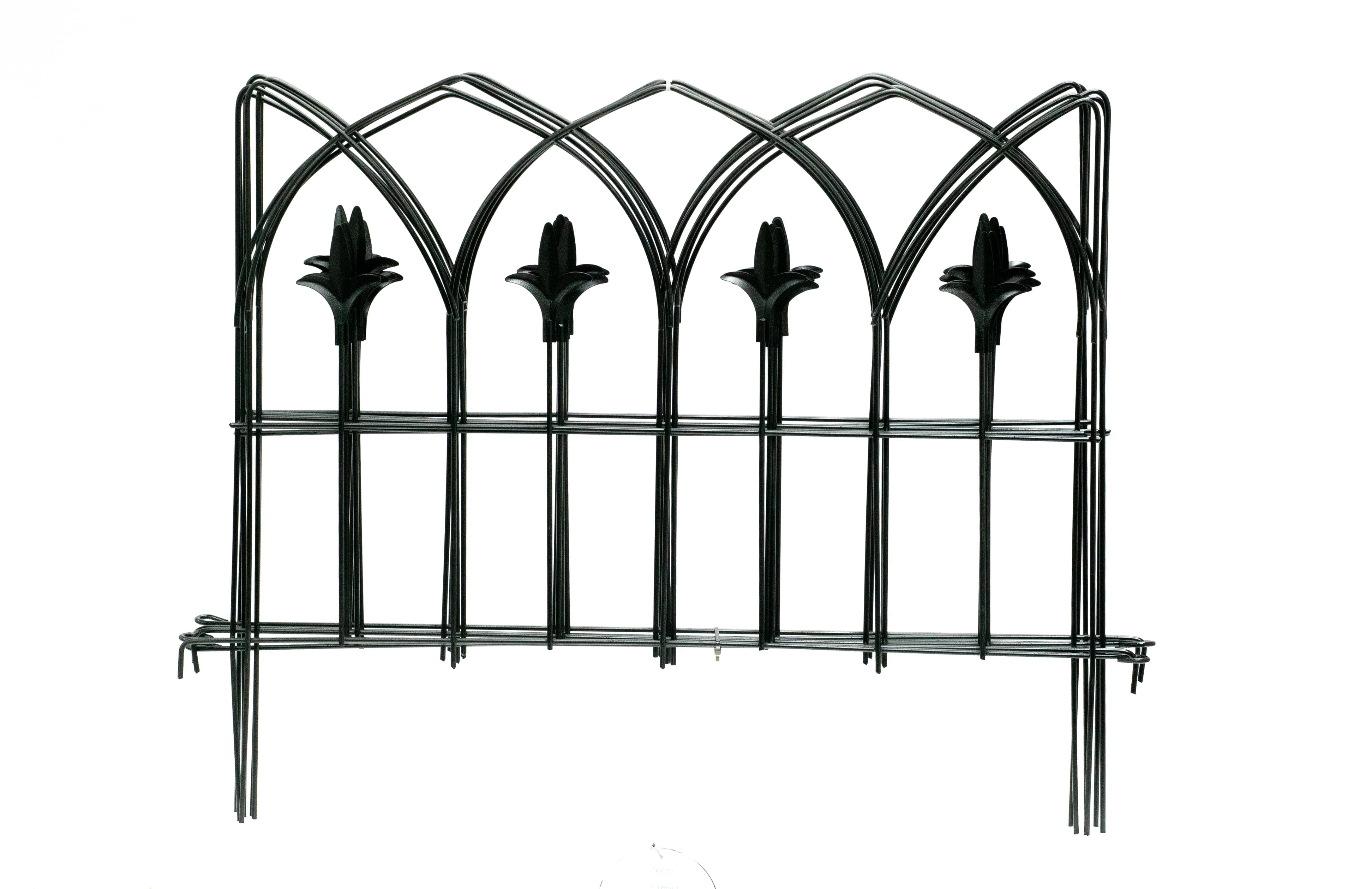 Glamos Wire 19 inch Picket Top Finial Panel Fence Metal Decorative Garden Border 5 Pack Covers Up To 10 feet