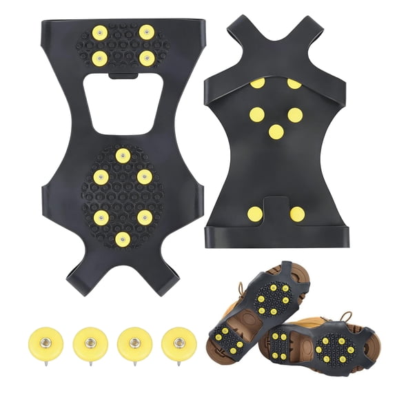 Shoes Spikes Non Slip Gripper Spike Ice Traction Cleats, Non-Slip Over Shoe Rubber Spikes for Snow Grippers, Anti Slip Crampons and Slip-on Stretch Footwear