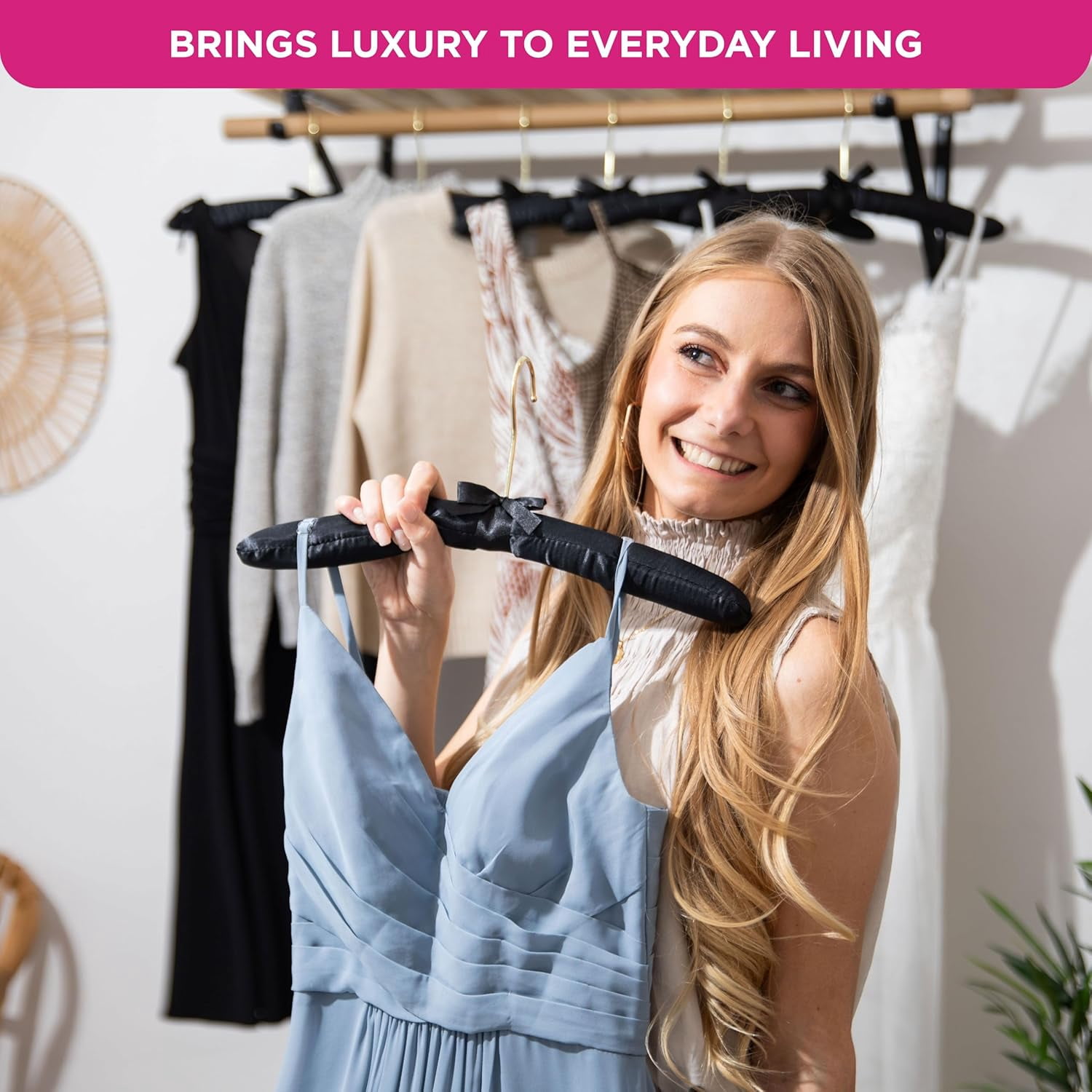 Florida Brands Padded Clothing Fabric Hangers for Women Clothing - Set of 12 Black