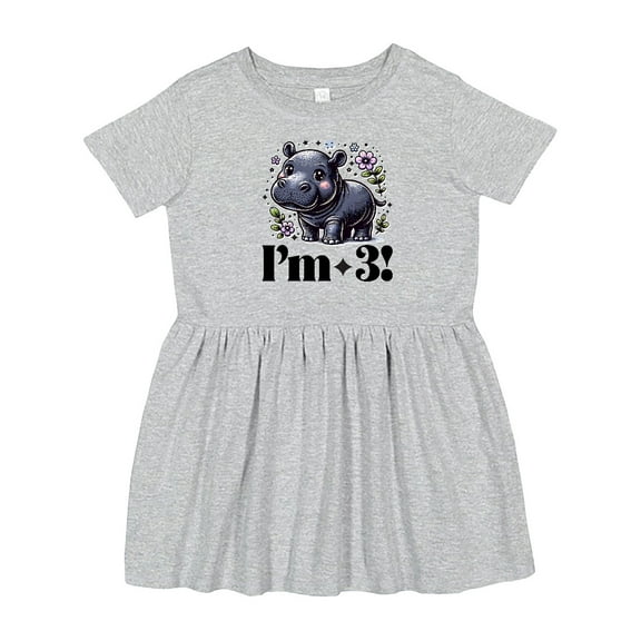 Inktastic 3rd Birthday Hippo 3 Year Old Girls Toddler Dress