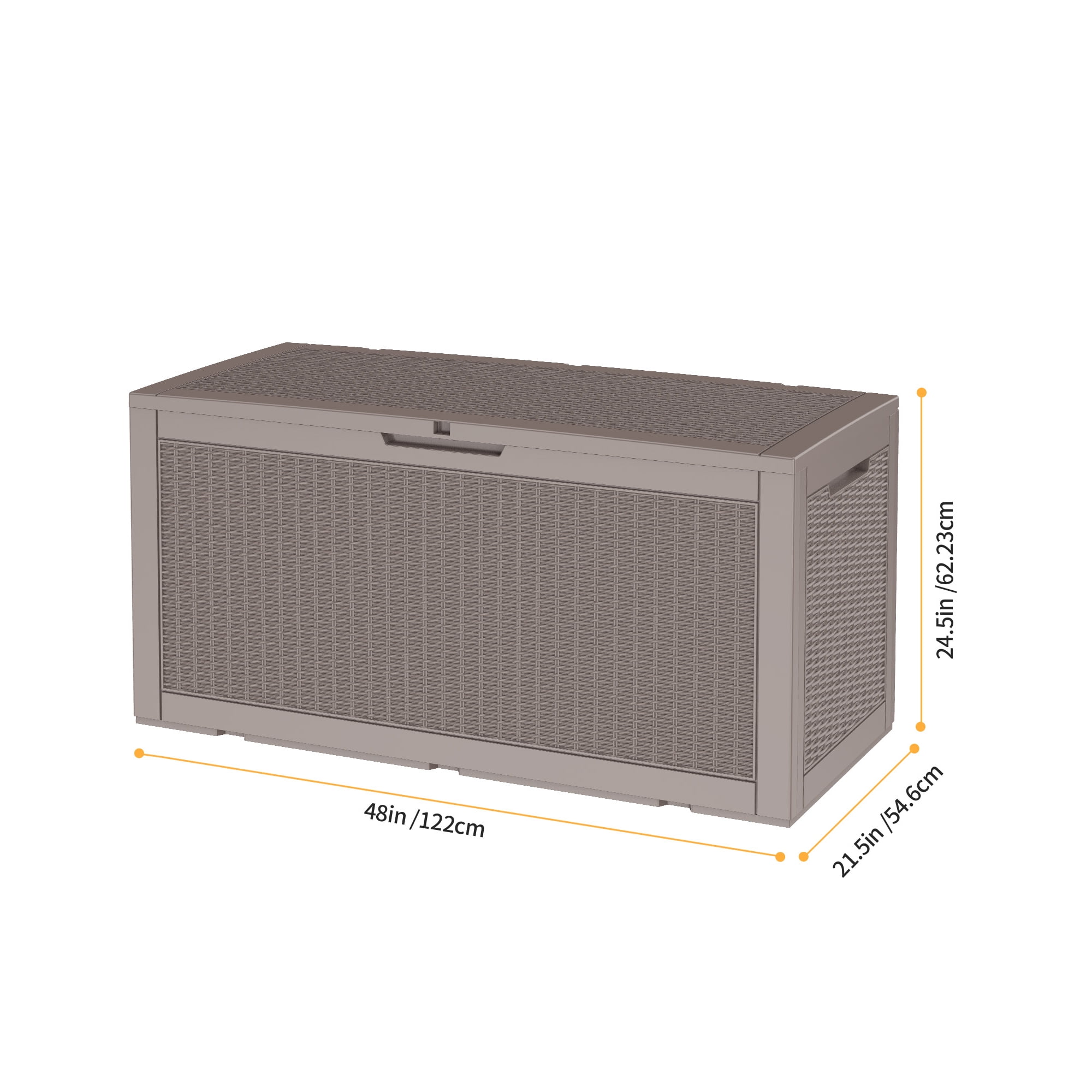 MAYEERTY 100 Gallon Outdoor Deck Box, Large Capacity Storage Box for Patio Furniture Cushions, Pillow with Wheels, Light Brown