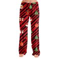 thumbnail image 2 of Christmas Pajama Pants for Women Christmas Tree Striped Print Soft Pj Bottoms Casual Comfy Lounge Sleep Pants Loose Fit Pjs Pants Wine,XL, 2 of 5