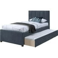 thumbnail image 3 of Pemberly Row Contemporary Navy Vegan Leather Twin Trundle Bed, 3 of 9