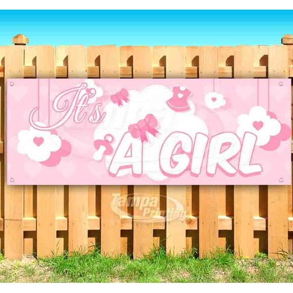 It'S A Girl! 13 oz Vinyl Banner With Metal Grommets