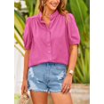 thumbnail image 4 of Camisa PRETTYGARDEN de Verano con Botones, Cuello en V, Algodón, Rosa Palo, Talla S, 4 of 8