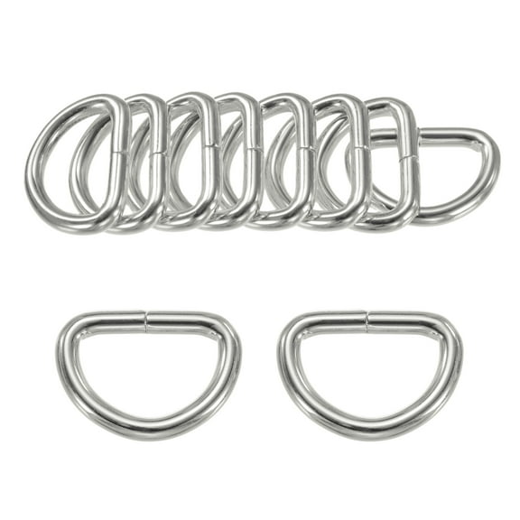 Uxcell 10-Pack D-Rings Buckle, 1 Inch Iron Non-Welded Dee Rings Metal Buckle for Purse/Aprons/Belts/Pet Collars, Semi-Circular D Ring Hardware [Silver Gray]