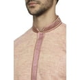 thumbnail image 2 of Ethnix Men's Mandarin Collar Solid Coral Space Dye with Hand Embroidered Placket Long Kurta Tunic; Coral; XL, 2 of 5
