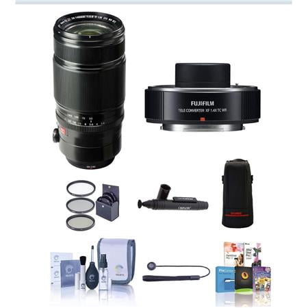 XF 50-140mm f/2.8 R LM OIS WR Lens  Bundle with Fujifilm XF1.4X TC WR Teleconverter  72mm Filter Kit  Soft Lens Case  Cleaning Kit  Lens Cleaner  Lens Cap Tether