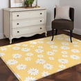 thumbnail image 3 of White Yellow Daisy Area Rug 4x6 FT, Non Slip Kids Room Carpet, Spring Summer Floral Botanical Washable Soft Floor Carpet Non-Shedding Throw Rug for Dorm Kitchen Study Room Home Office Bedside, 3 of 9