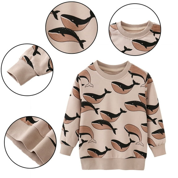 Godderr Toddler Boys Whales Sweatshirt Baby Cartoon Knit Blouse Autumn Casual Pullover Sweatshirt,Size 2-7T