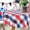 Blue Red and White, variant on St Patrick's Day Round Tablecloth - 60Inch Waterproof Green/White Shamrock Table Cloth Vinyl Wipe Clean Clover Table Cover for Dining Room, Kitchen, Indoor/Outdoor Party