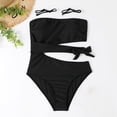 thumbnail image 7 of Jacenvly One Piece Swimsuits for Women Modest Fashion Sleeveless Solid Boat Neck Surfing Swimwear Lightweight Women'S Bra Cut Out Tight Garment Slim Bikini Set Black, 7 of 7