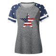thumbnail image 3 of MIXUE Summer Color Block Star Print Patchwork Crew Neck Short Sleeve Fashion Casual T-shirts Sportswear,Gray,L, 3 of 3
