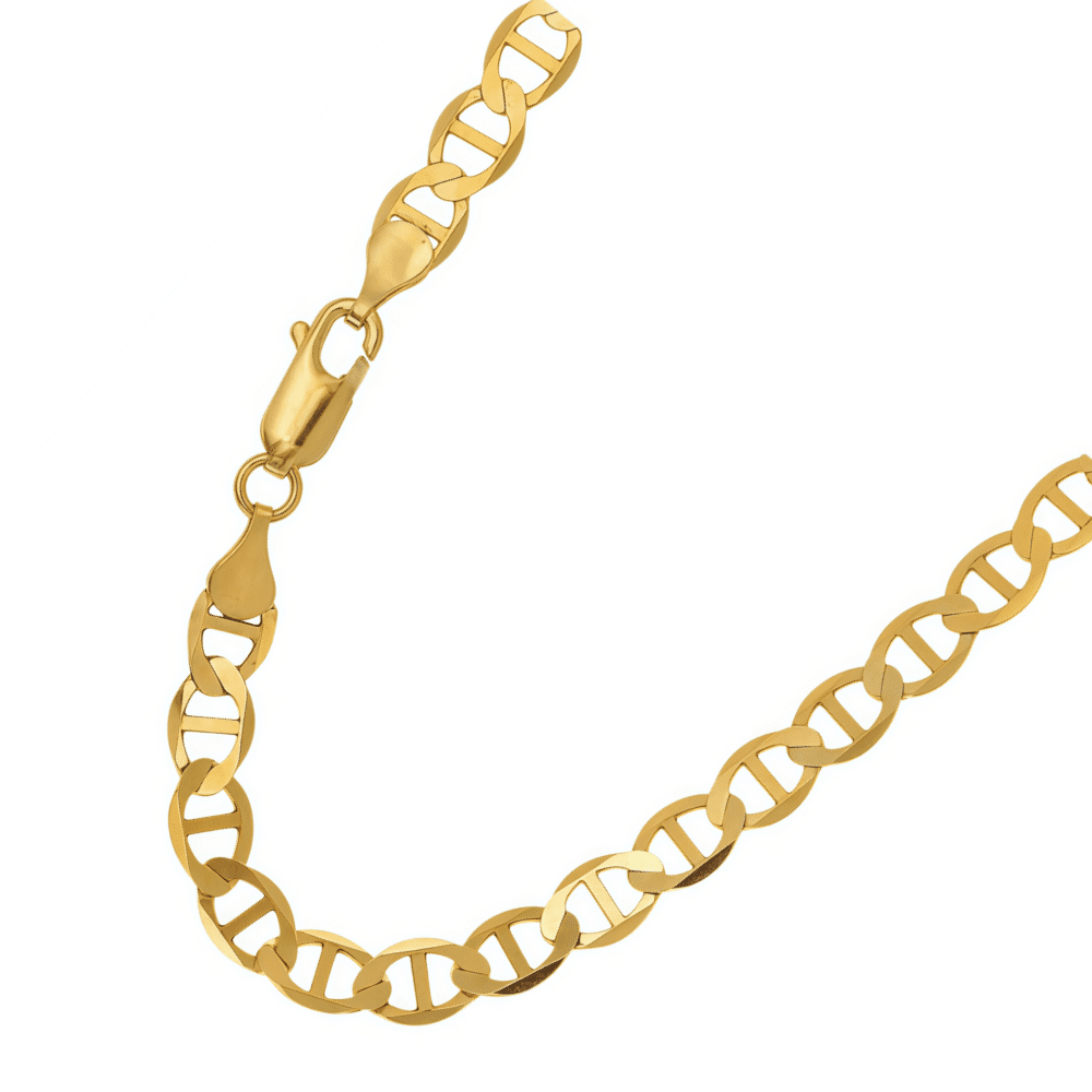 10k Real Yellow Gold Solid Mariner 6mm Chain Anchor Link Necklace (22") Italian Jewelry for Men & Women